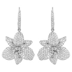 Floral Diamond Earring in 14 Karat White Gold