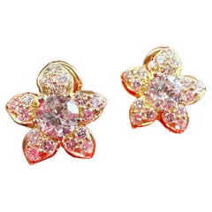 Boucles d'oreilles diamant floral 18KT