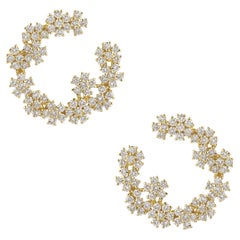 Floral Diamond Hoops in 18K Yellow Gold