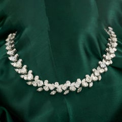 36.81 Carats Natural Diamonds Floral Diamond Necklace 18K White Gold Jewelry
