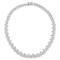 36.81 Carats Natural Diamonds Floral Diamond Necklace 18K White Gold Jewelry