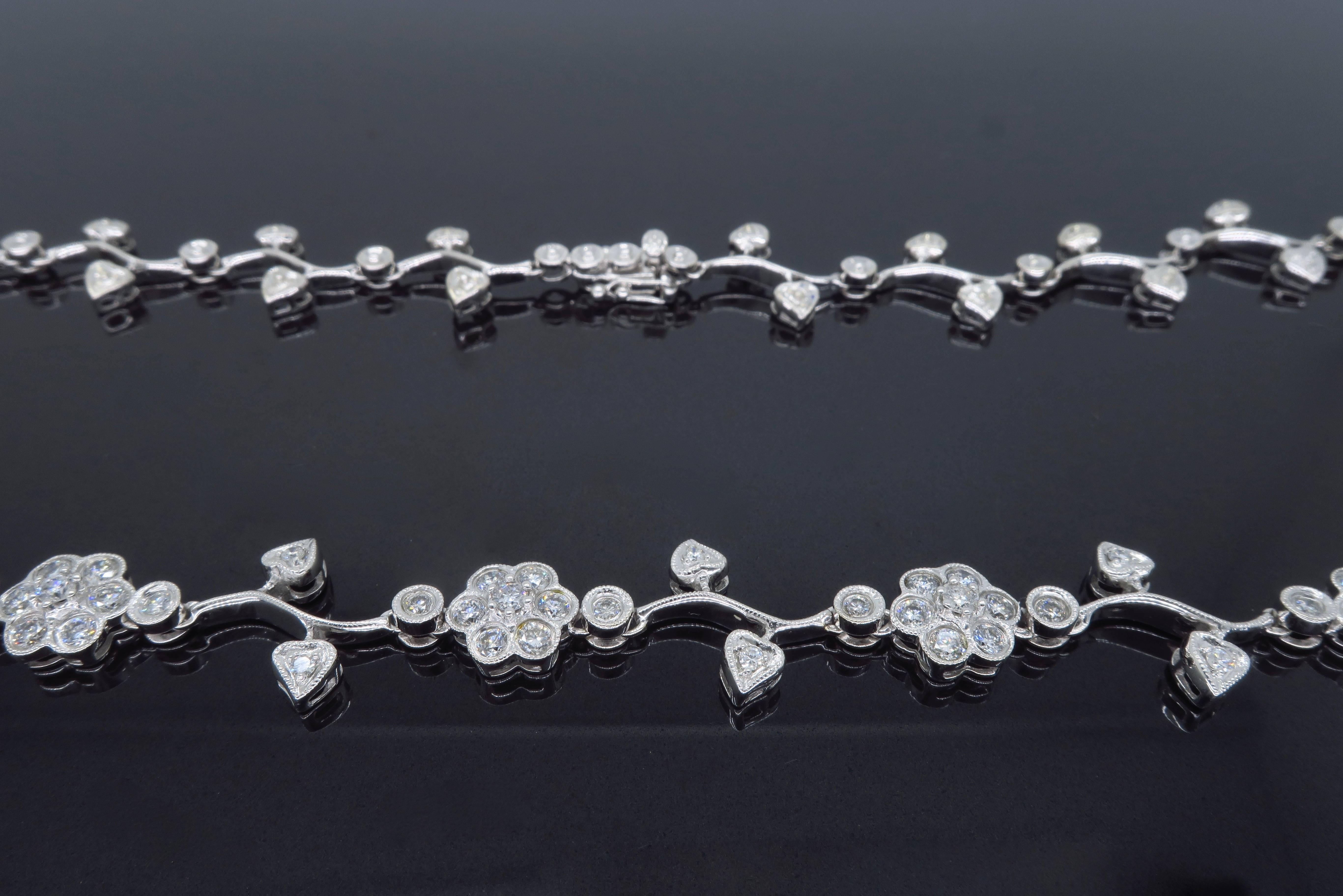 Women's or Men's Floral Diamond Necklace