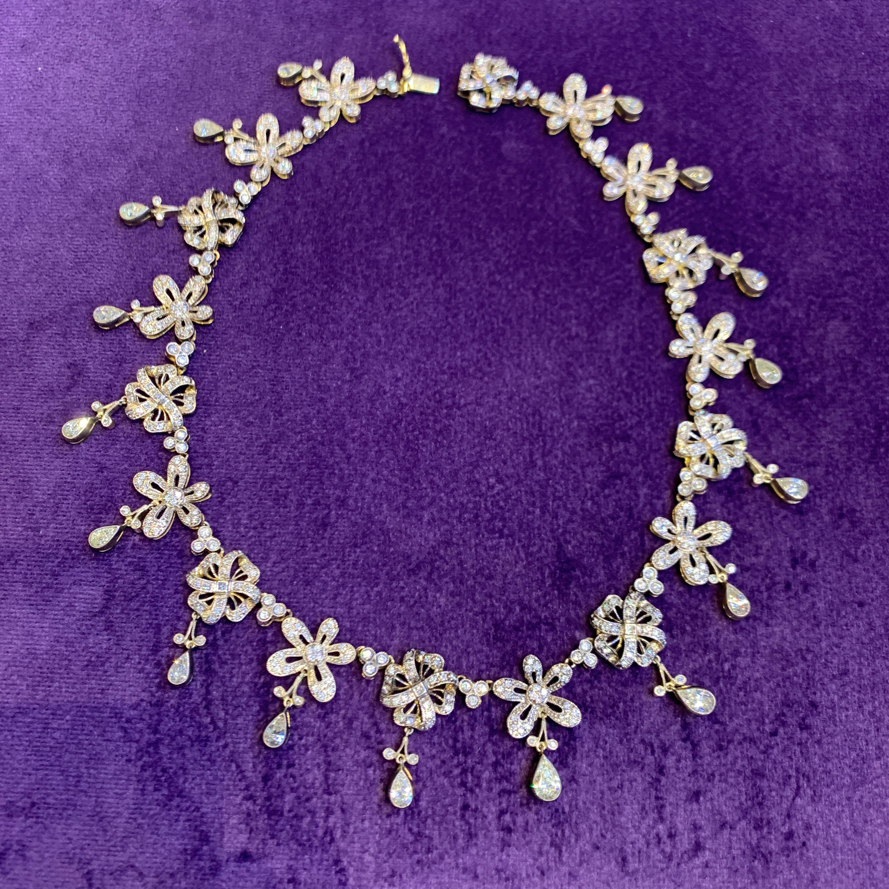Women's Floral Diamond Necklace For Sale