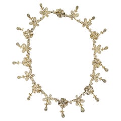 Retro Floral Diamond Necklace