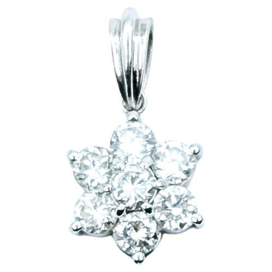 Floral Diamond Pendant in Platinum For Sale