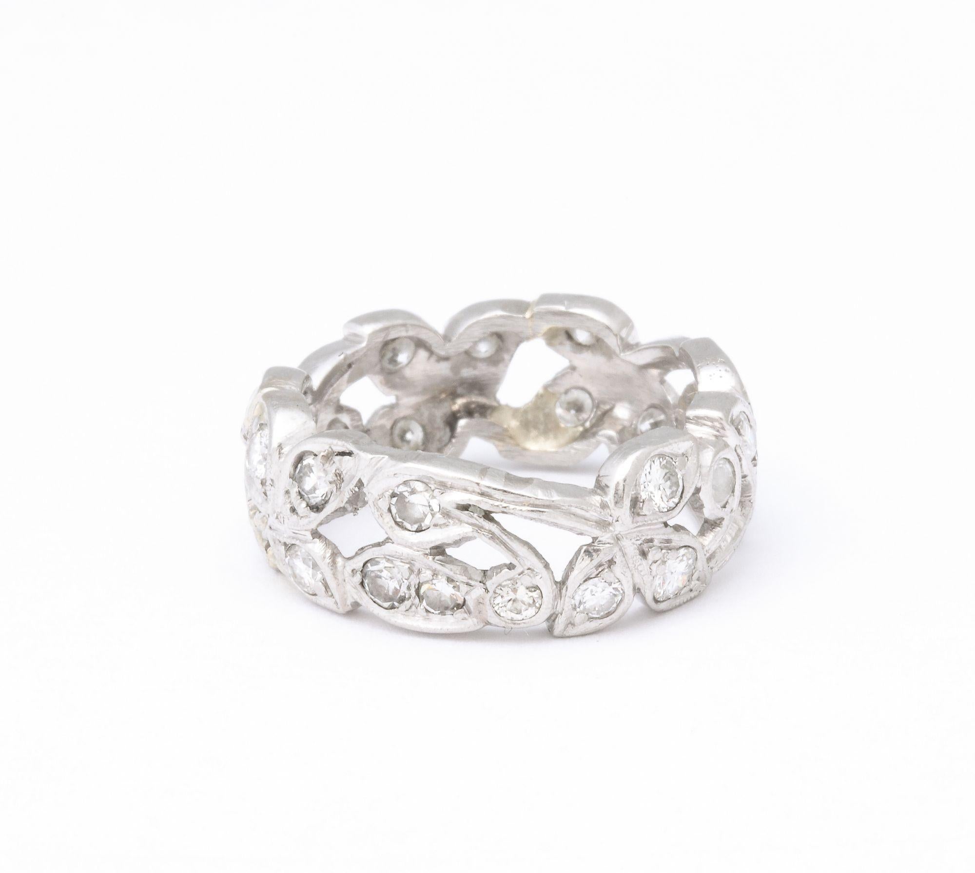 Women's Floral Diamond Platinum Band