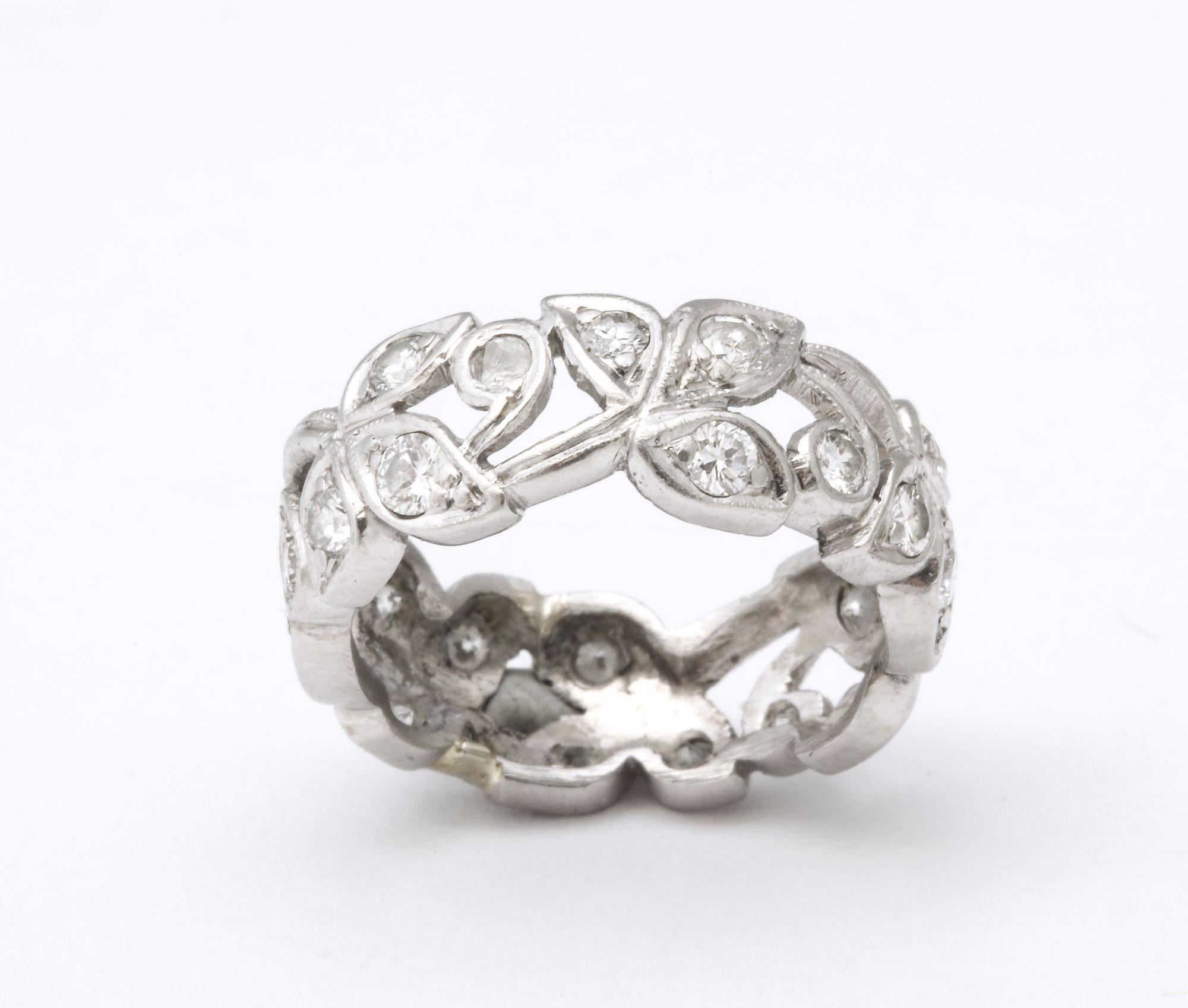 Floral Diamond Platinum Band 1