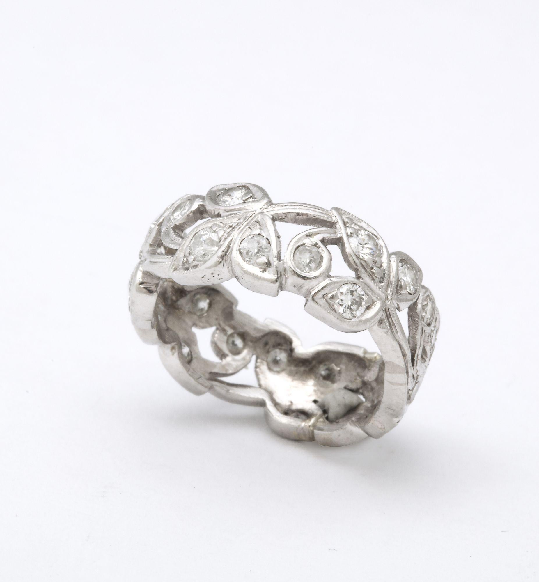 Floral Diamond Platinum Band 3