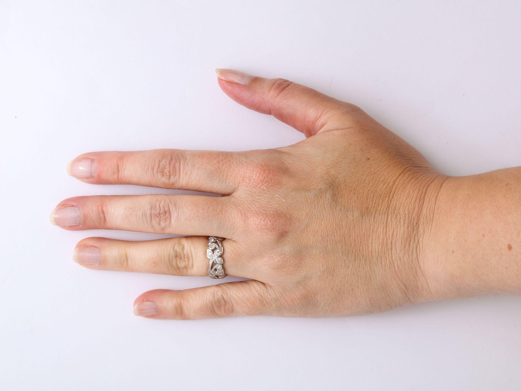 Floral Diamond Platinum Band 4