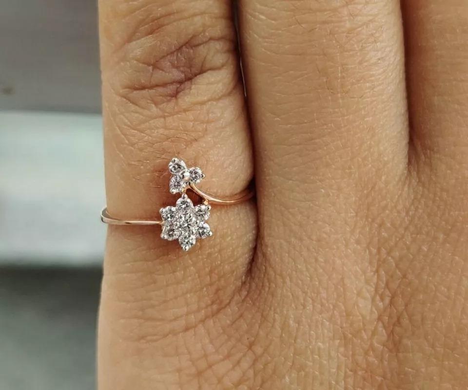 Blumen-Diamant-Ring 14k Gold Diamant-Verlobungsring Cluster Brautring Geschenk. (Art déco) im Angebot