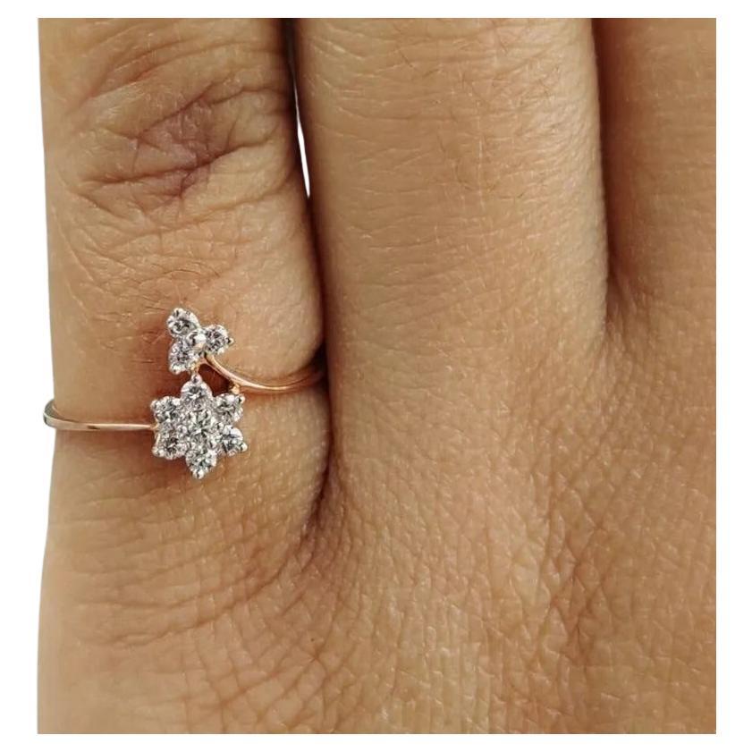 Floral Diamond Ring 14k Gold Diamond Engagement Ring Cluster Bridal Ring Gift.