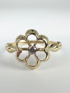 Floral Diamond Ring 18 Karat Yellow Gold Promise Ring Flower Ring