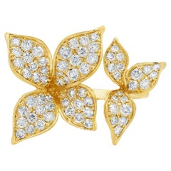 Bague florale en or bicolore 14K avec 1,35 carats Taille 7