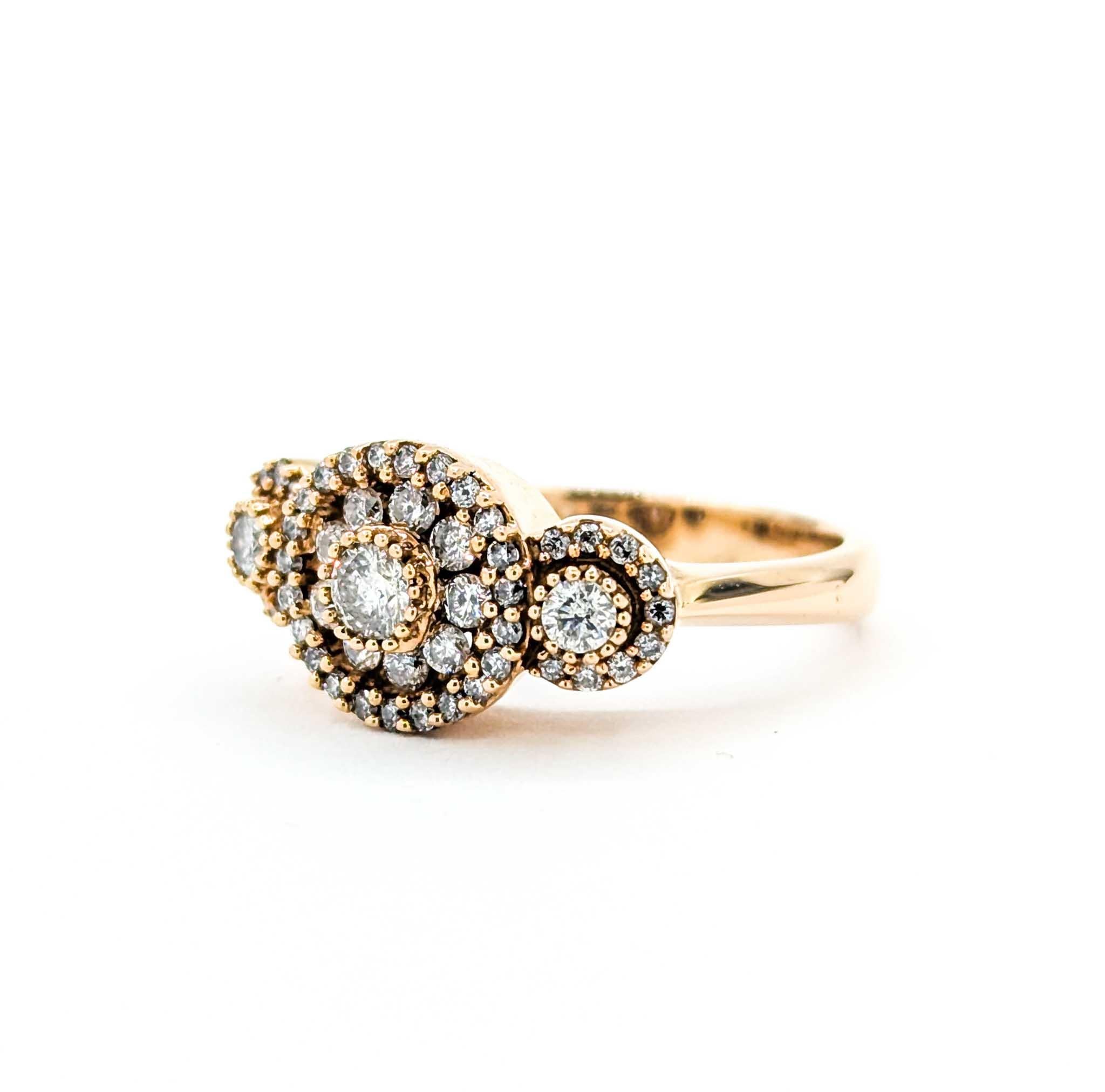 Floraler Diamantring aus 18k Roségold (Art déco) im Angebot