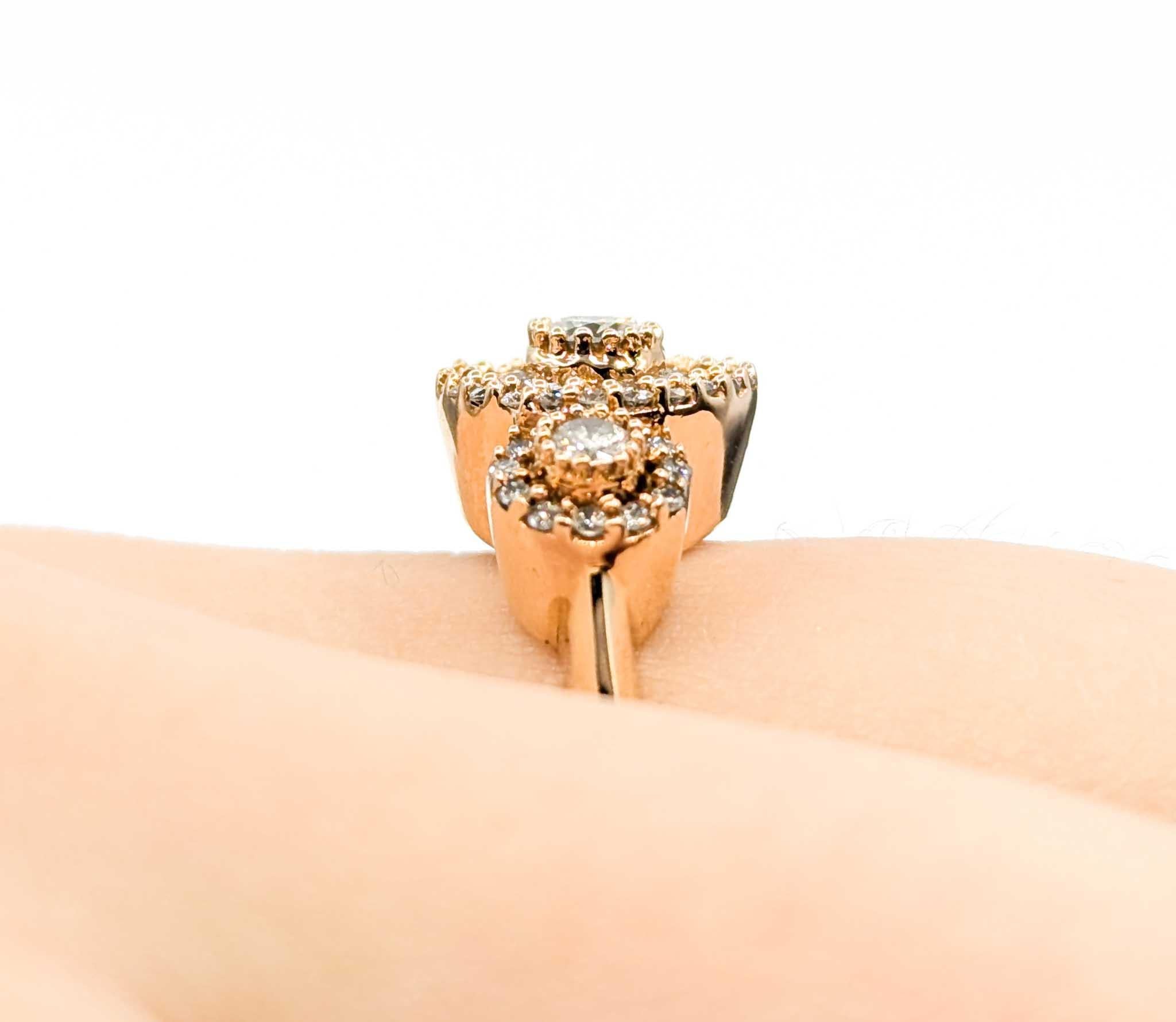 Floraler Diamantring aus 18k Roségold (Rundschliff) im Angebot