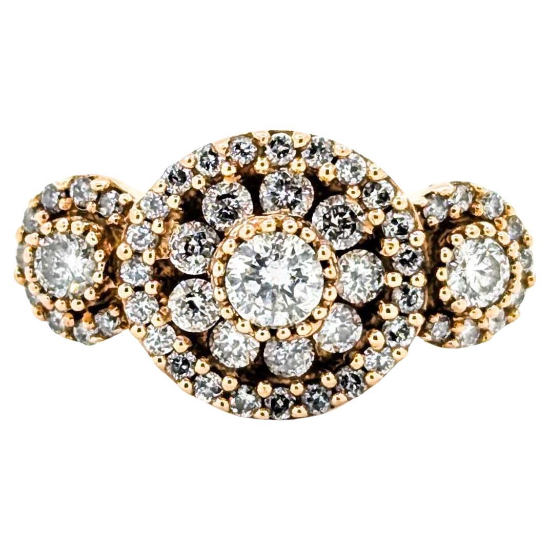 Bague florale en or rose 18k