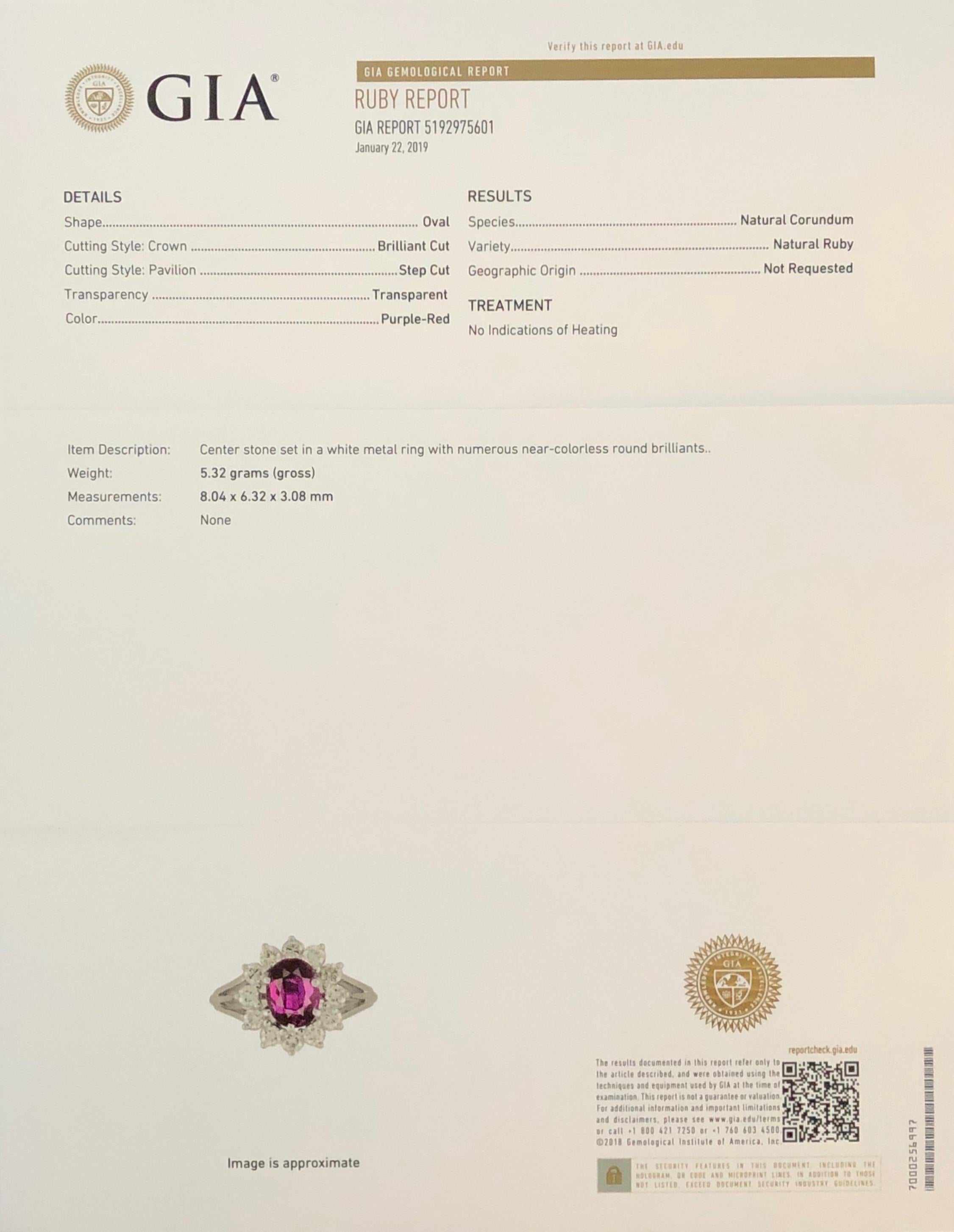 Women's or Men's Floral Diamond Ruby 18 Karat White Gold Cocktail Ring