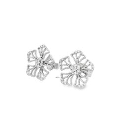 Blumiger Diamant-Ohrstecker 0,20ct in 14K Weißgold