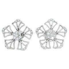 Blumiger Diamant-Ohrstecker 0,20ct in 14K Weißgold