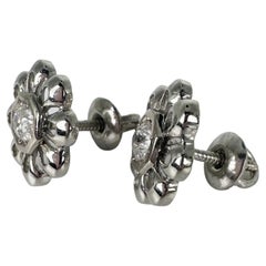 Floral diamond studs 14KT screw backs earrings Flower earrings