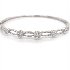 Floral Diamond Swirl Bangle 1.24 Carat 18 Karat White Gold
