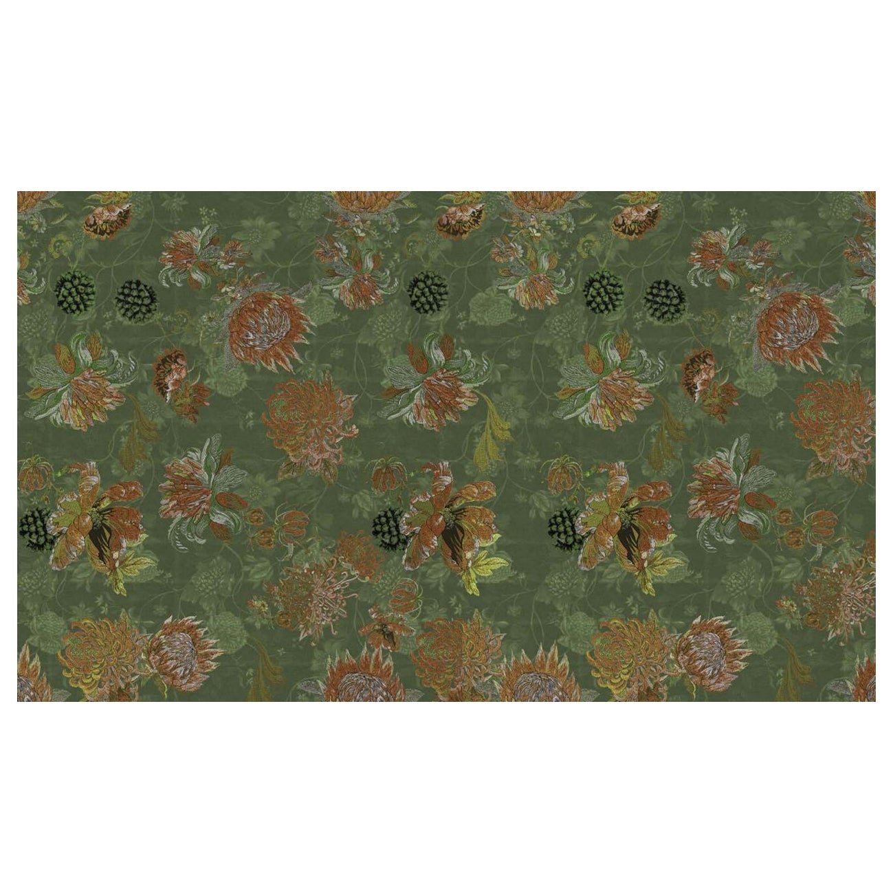 Paper mural vert rêve floral en tissu adapté également aux zones humides
