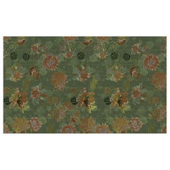 Paper mural vert rêve floral en tissu adapté également aux zones humides