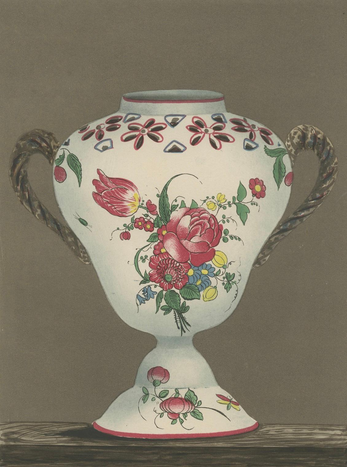 Late 19th Century Floral Elegance: Strasbourg Pot-Pourri - A Vibrant Chromolithograph, 1874 For Sale