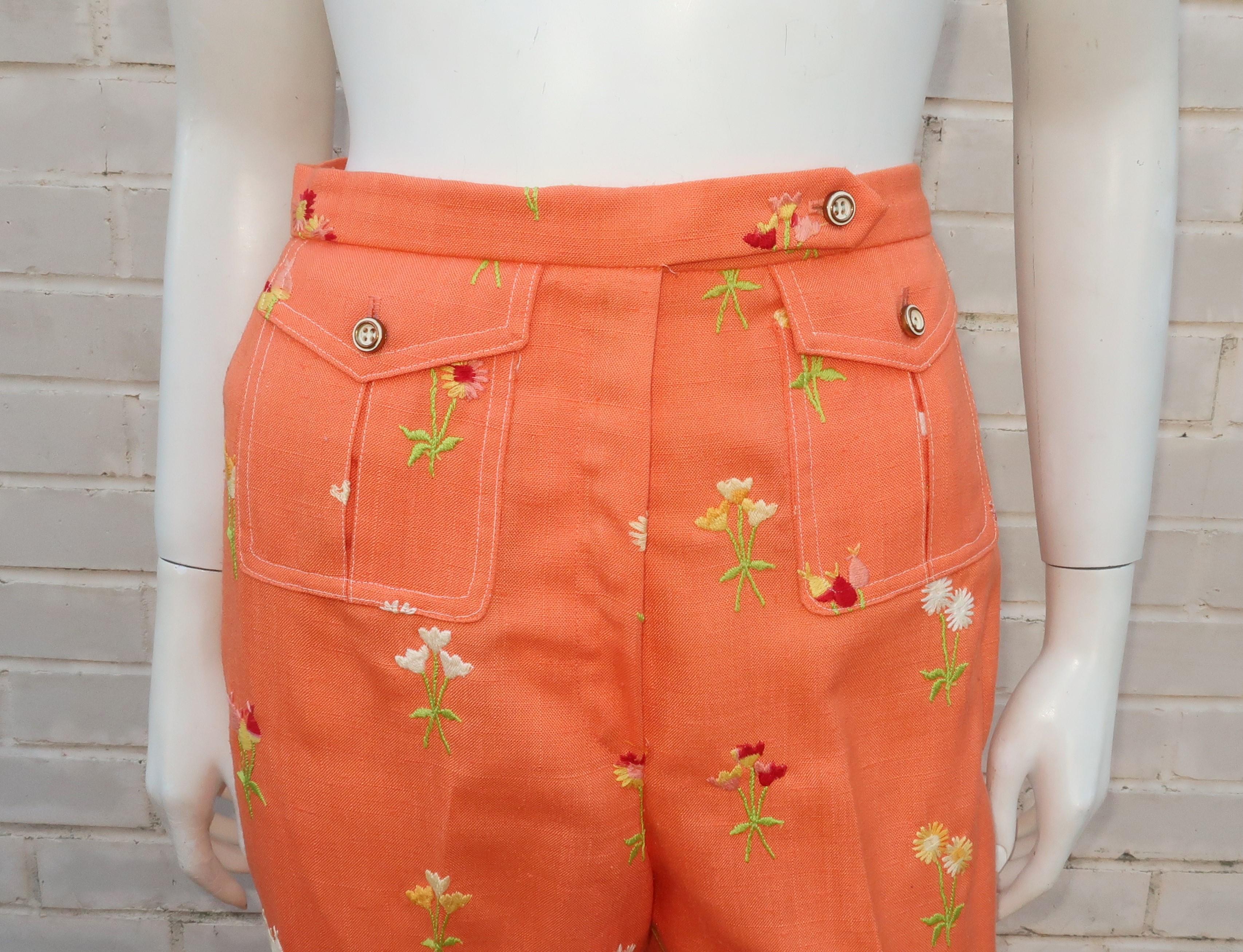 floral linen pants