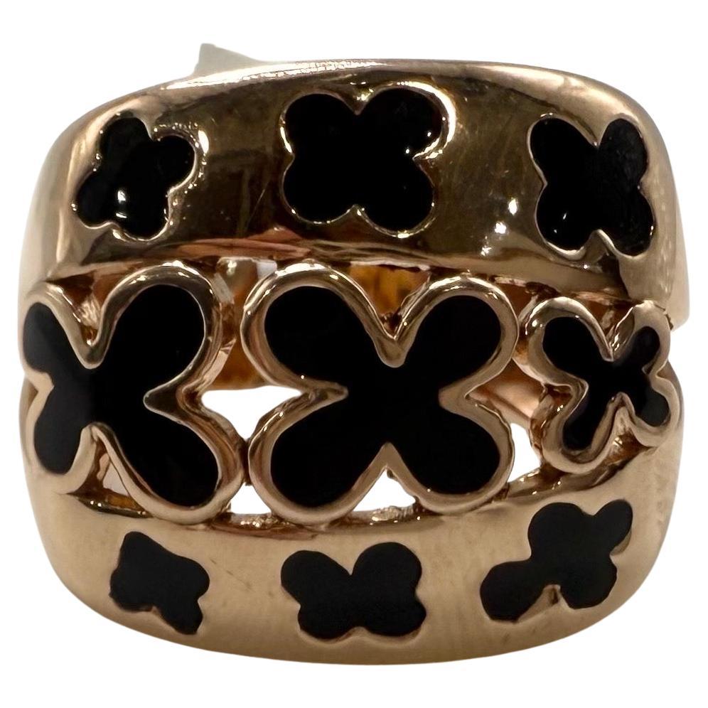 Anello con smalto floreale in oro rosa 14KT