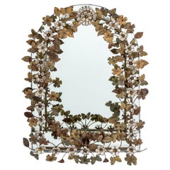 Floral verkrustete vergoldete Metall Vanity Spiegel
