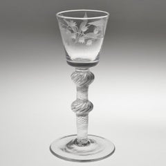 Air Twist Wine Glass with Engraved Bucket Bowl c1750
