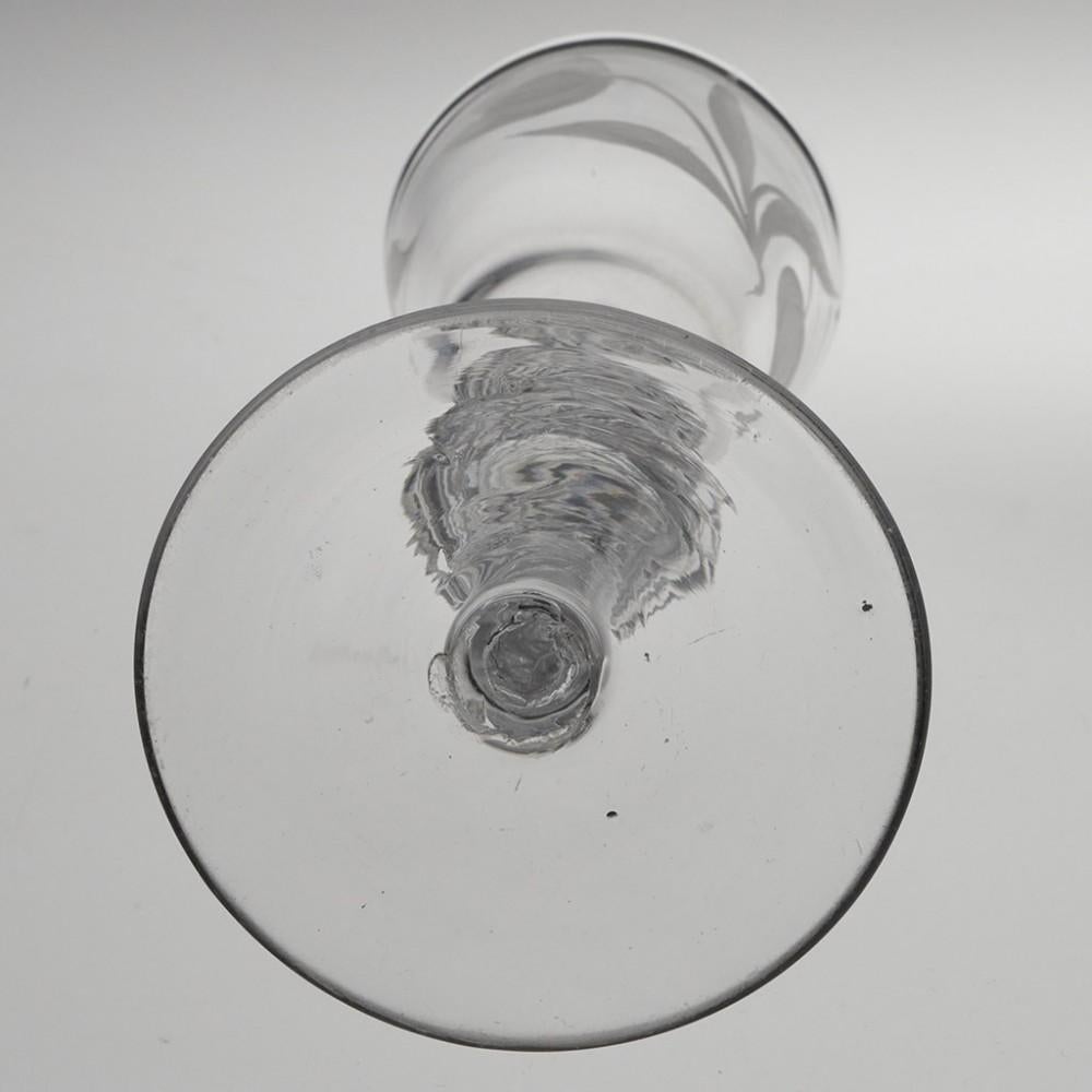 Blown Glass Air Twist Wine Glass with Engraved Bucket Bowl c1750 For Sale