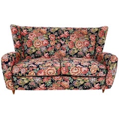 Floral Fabric Sofa by Paolo Buffa for Hotel Bristol Merano, Italy, 1950s