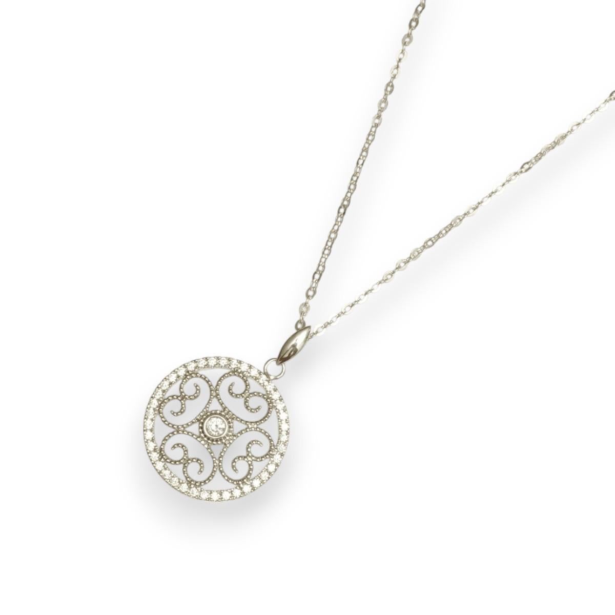 De las mujeres Collar Colgante de Diamantes Filigrana Floral en Oro Macizo de 14k (Certificado) en venta