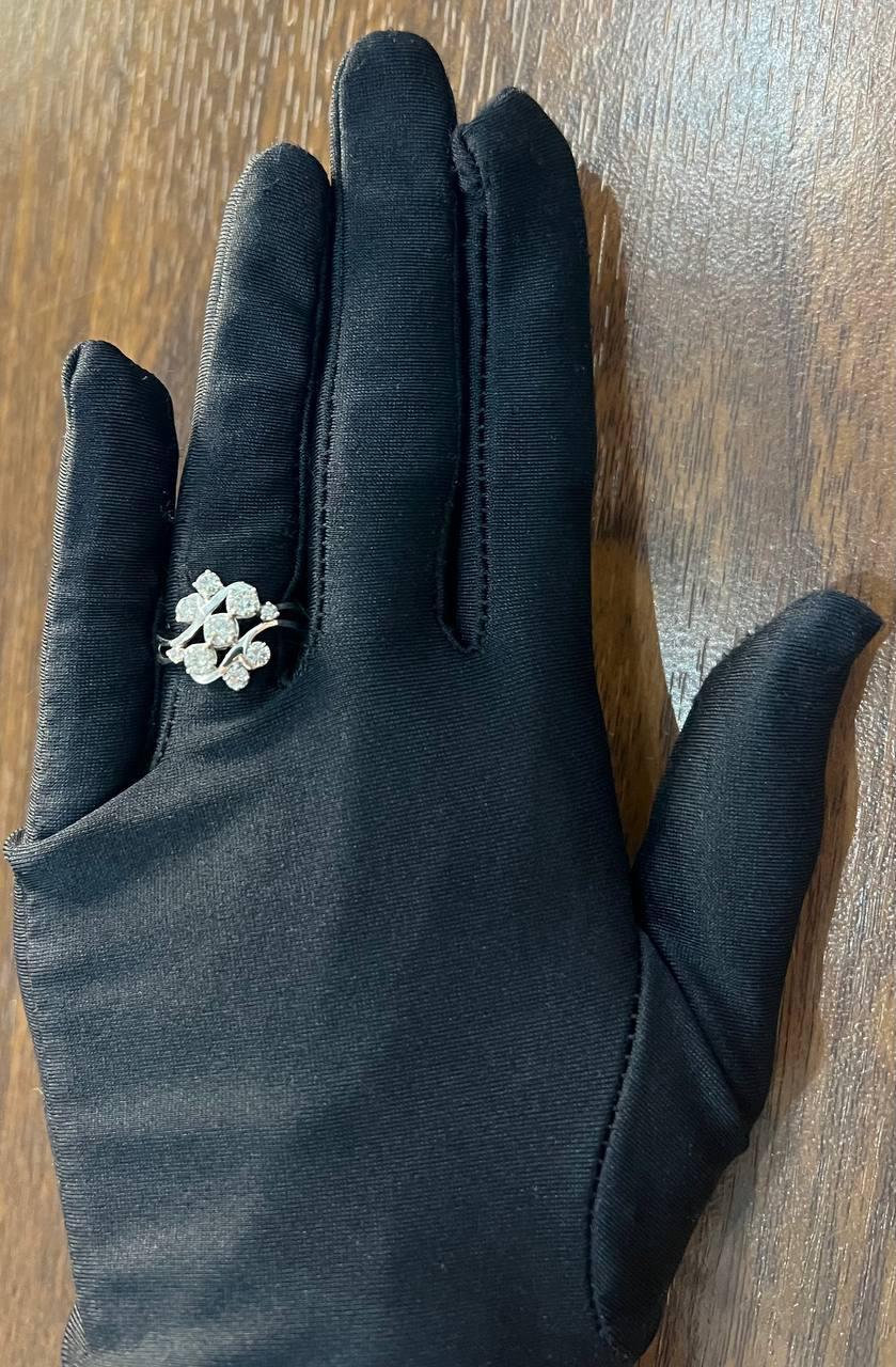 Floral Flower Bouquet White Diamonds 14K White Gold Statement Cocktail Ring For Sale 4