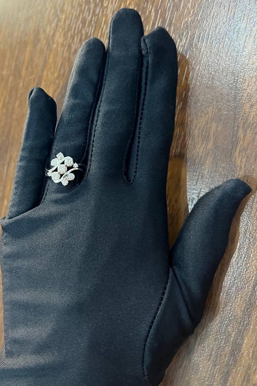 Floral Flower Bouquet White Diamonds 14K White Gold Statement Cocktail Ring For Sale 3