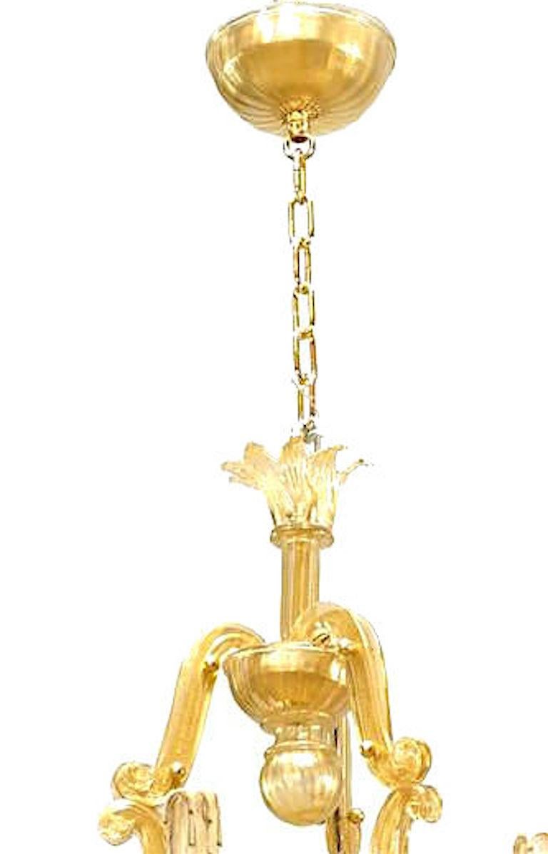 Modern Italian Venetian Murano Gold Dusted Glass Chandelier For Sale