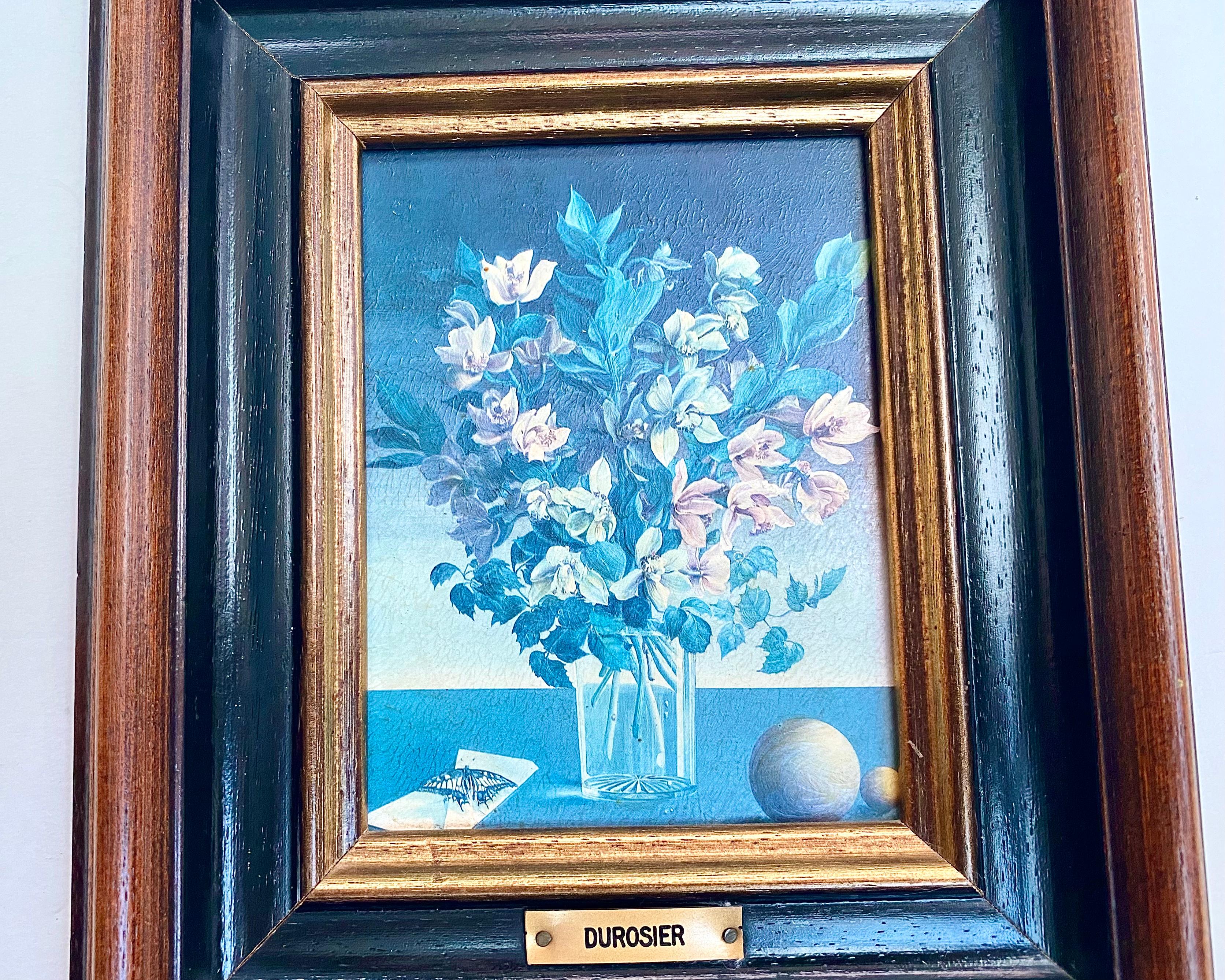 Floral Framed Wall Art Vase of Flowers By Francine Durosier Germany In Excellent Condition For Sale In Bastogne, BE