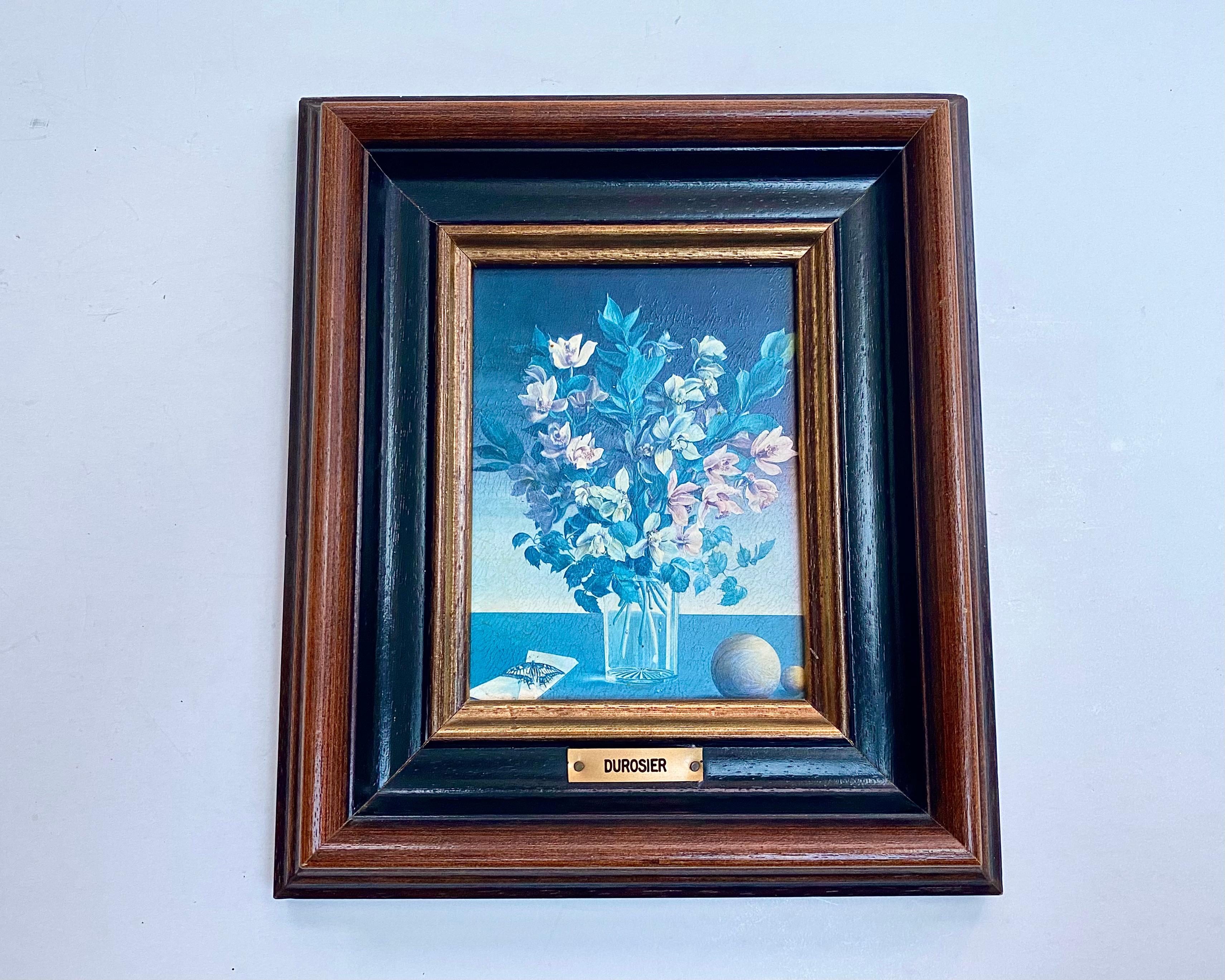 20th Century Floral Framed Wall Art Vase of Flowers By Francine Durosier Germany For Sale