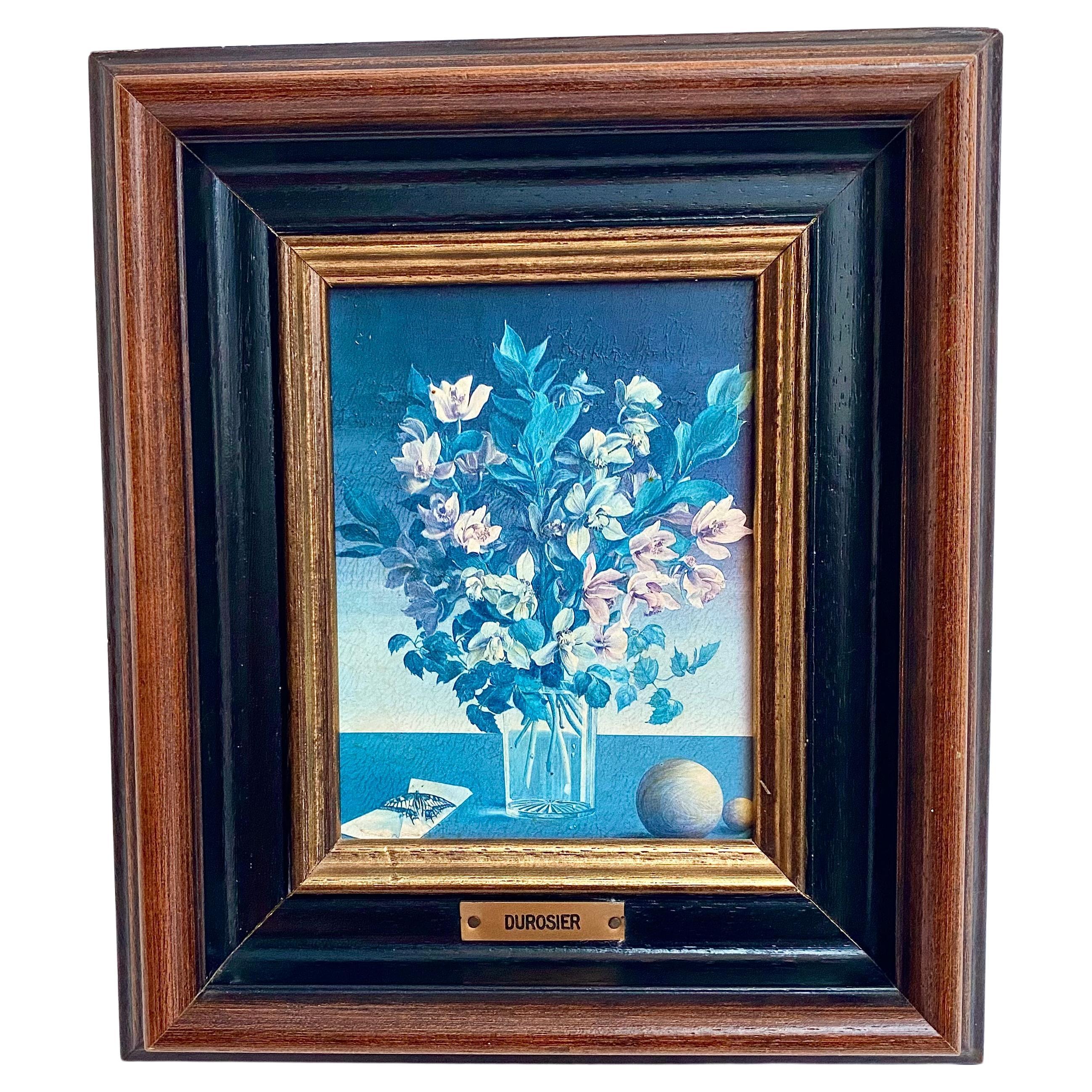 Floral Framed Wall Art Vase of Flowers By Francine Durosier Germany For Sale