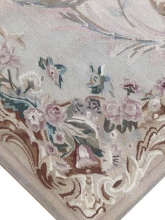 Floral French Design Aubusson Cream Needlepoint Chinese Rug
