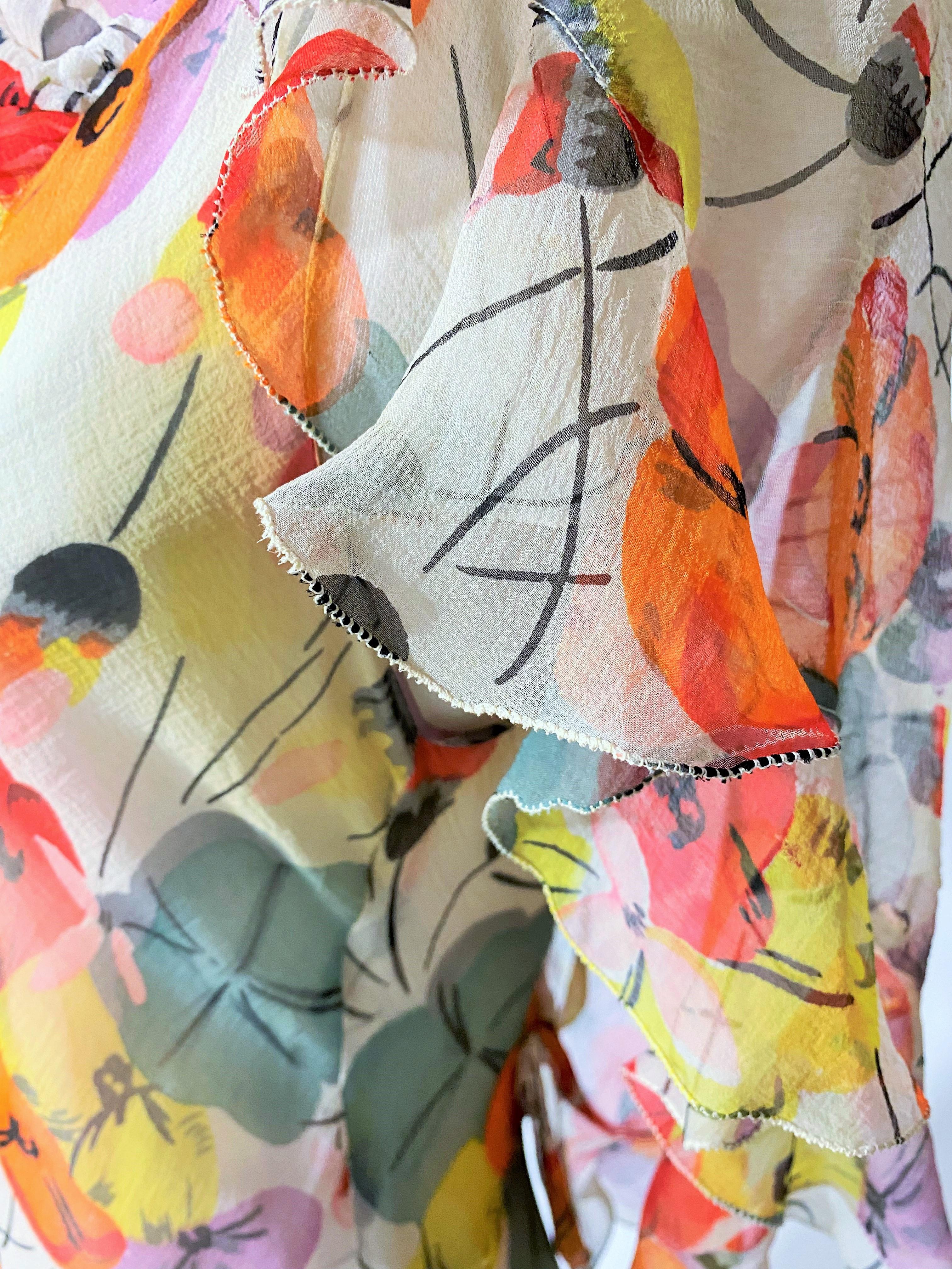 Floral Frinted Chiffon Silk summer Dress inspired by Raoul Dufy Circa 1938-1940 3