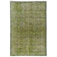 7x10.4 ft Vintage Turkish Hand-knotted Rug Over-dyed in Green 4 Modern Interior