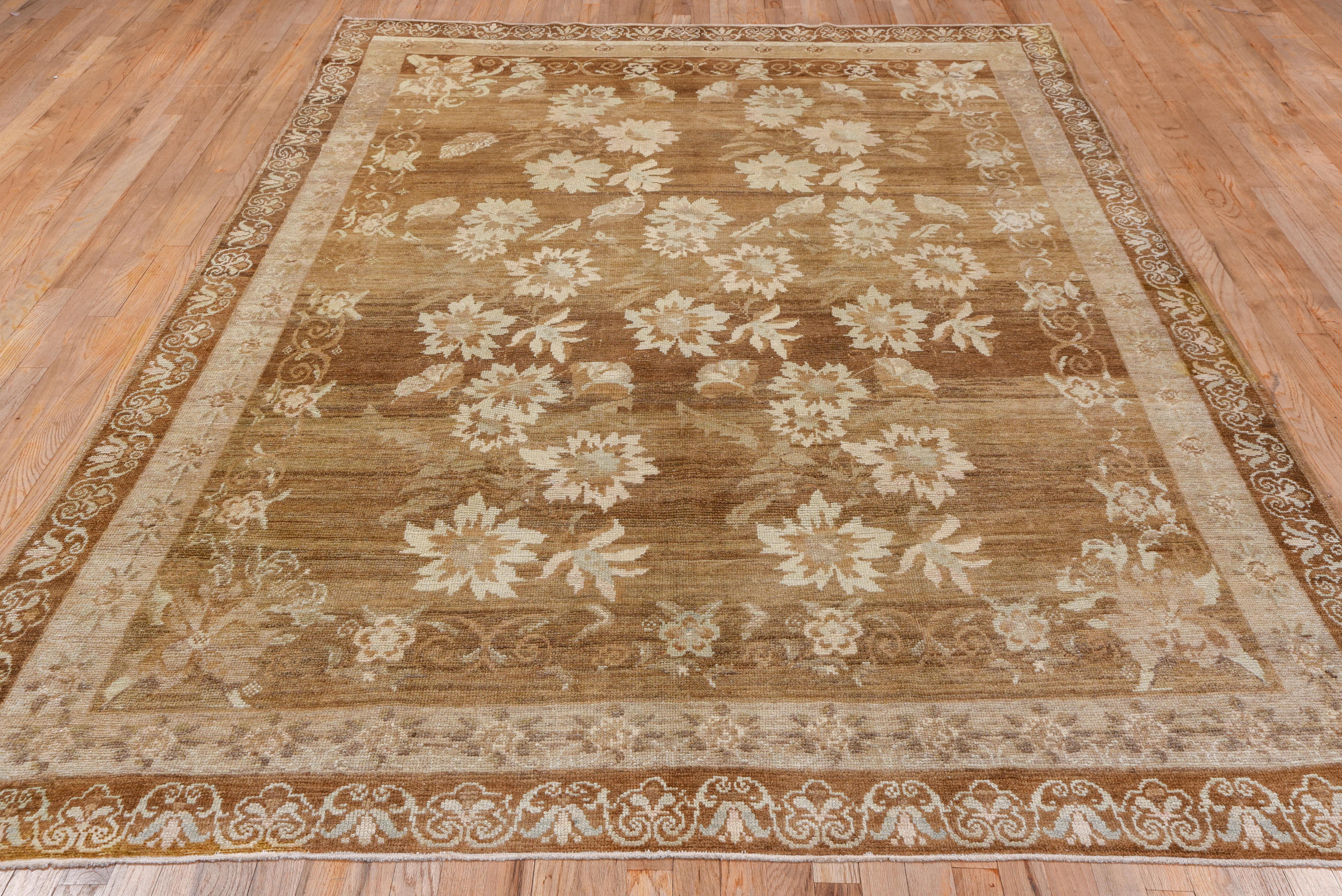 Jardin floral turc Oushak kaki en vente 2