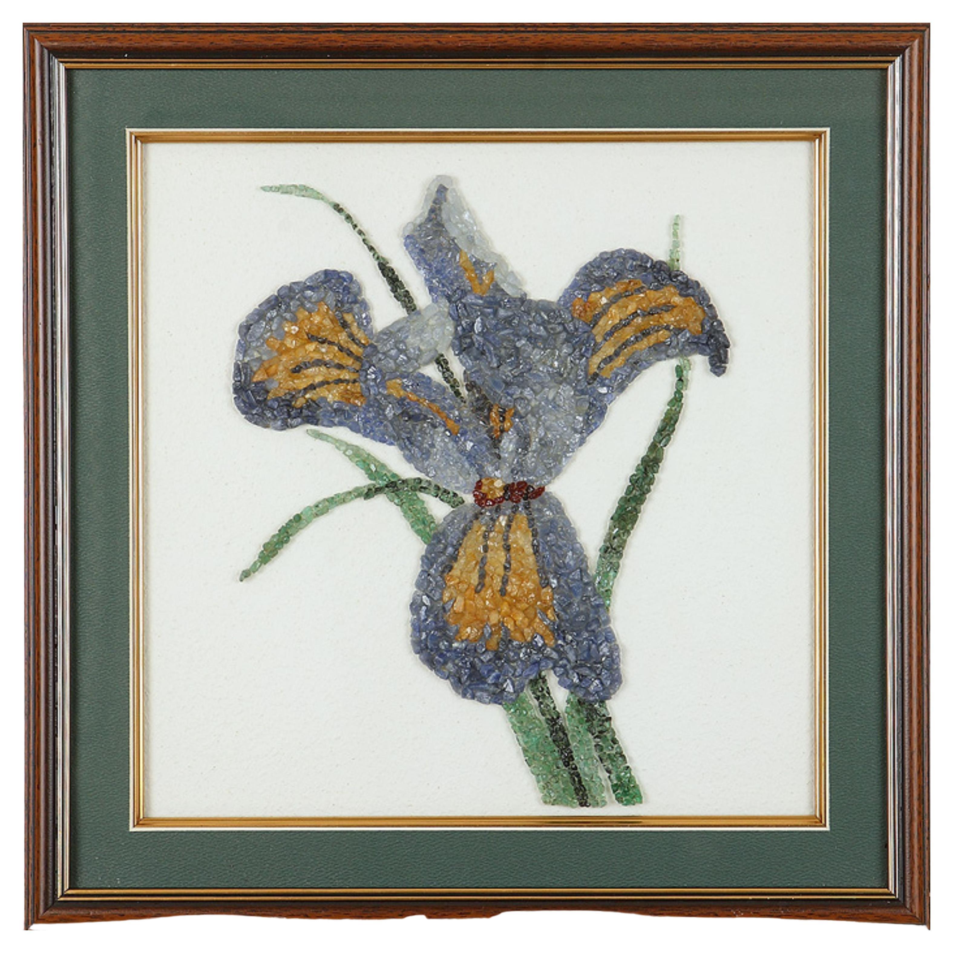 Obra de arte floral con piedras preciosas