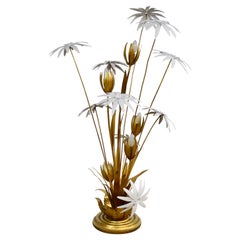 Floral Gilded Floor Lamp by Hans Kögl, 1970s Floral Gilded Floor Lamp by Hans Kögl, 1970s