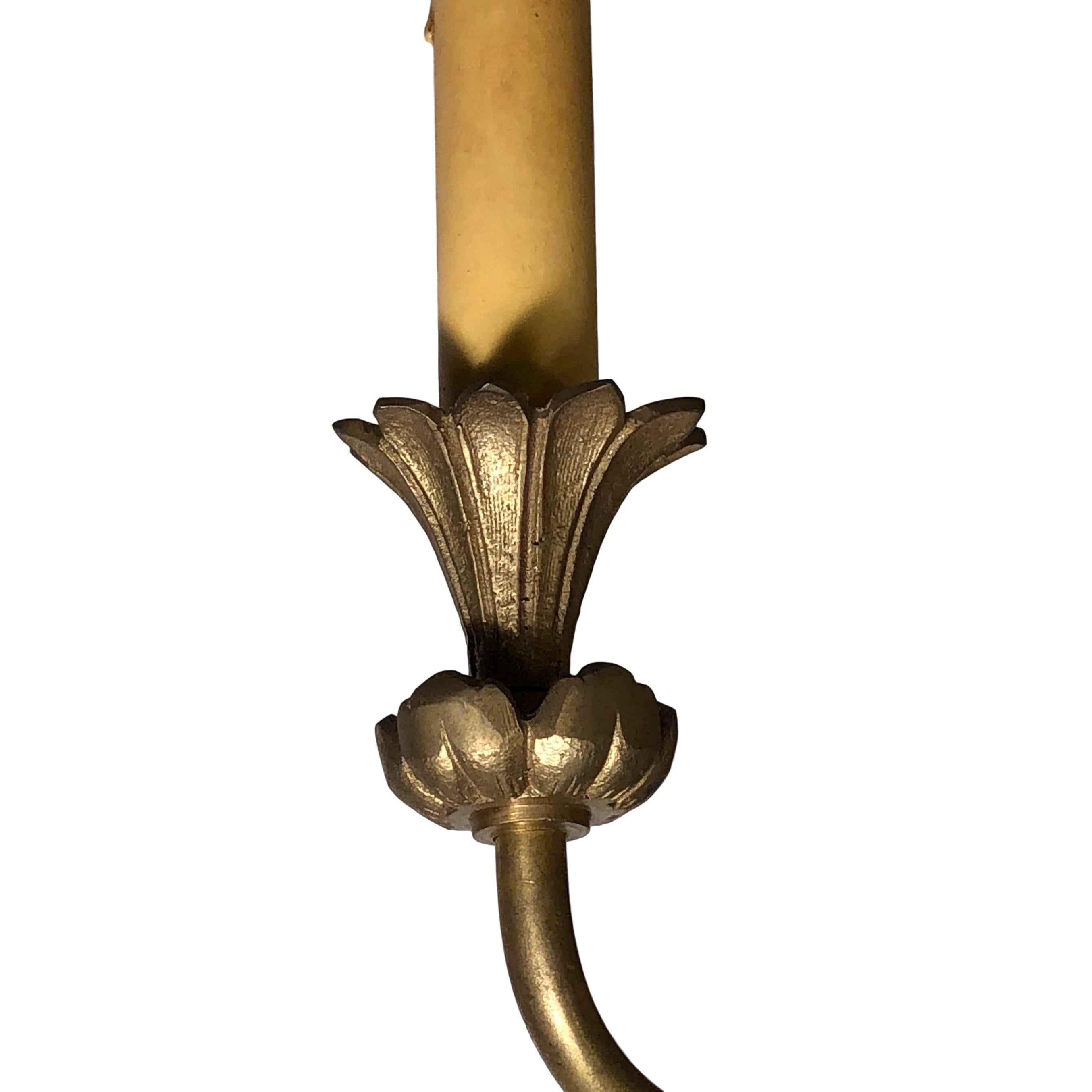 French Floral Gilt Bronze Sconces For Sale