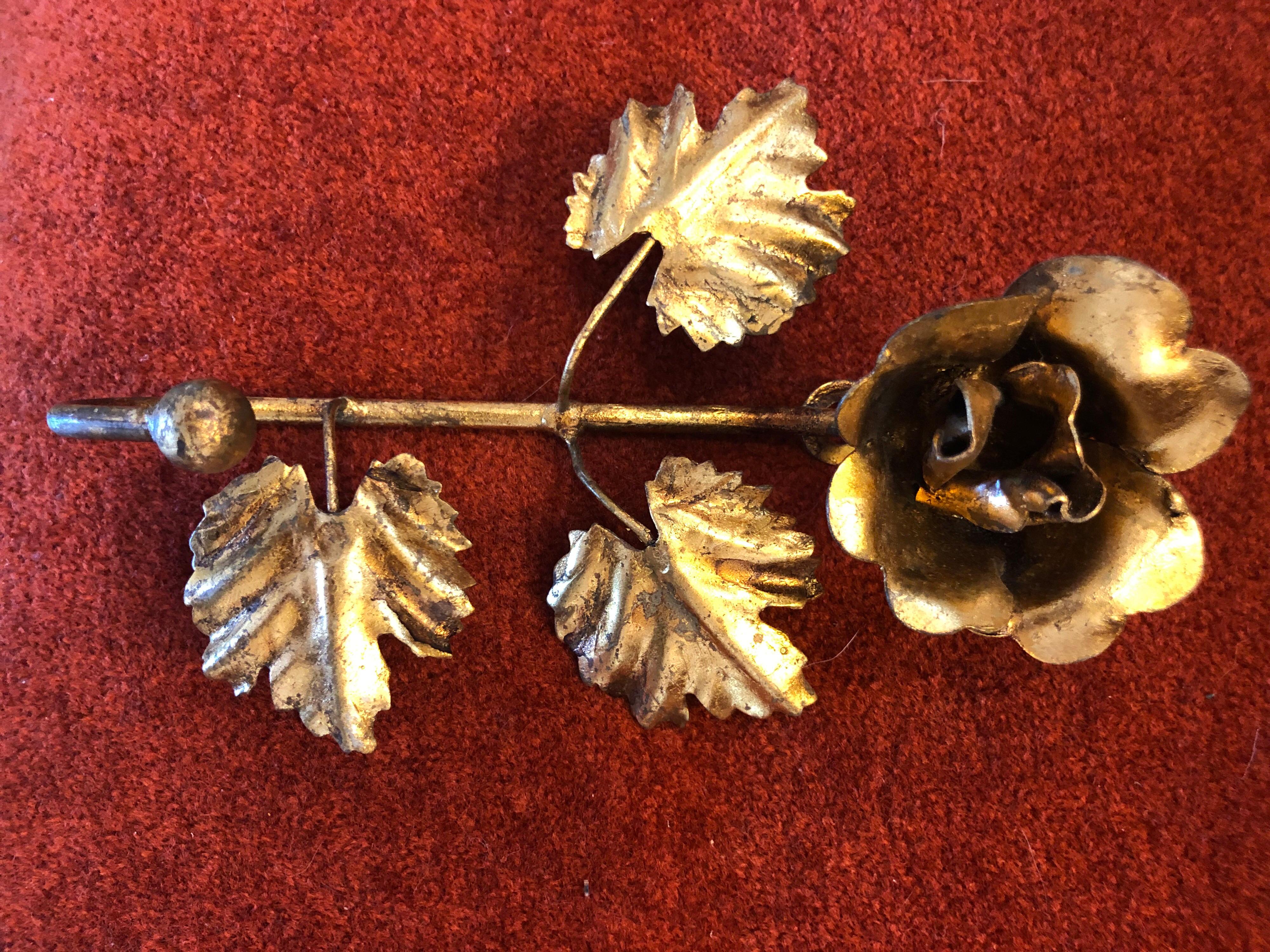 Romantic  Gilt Iron Hook in the shape of a Rose