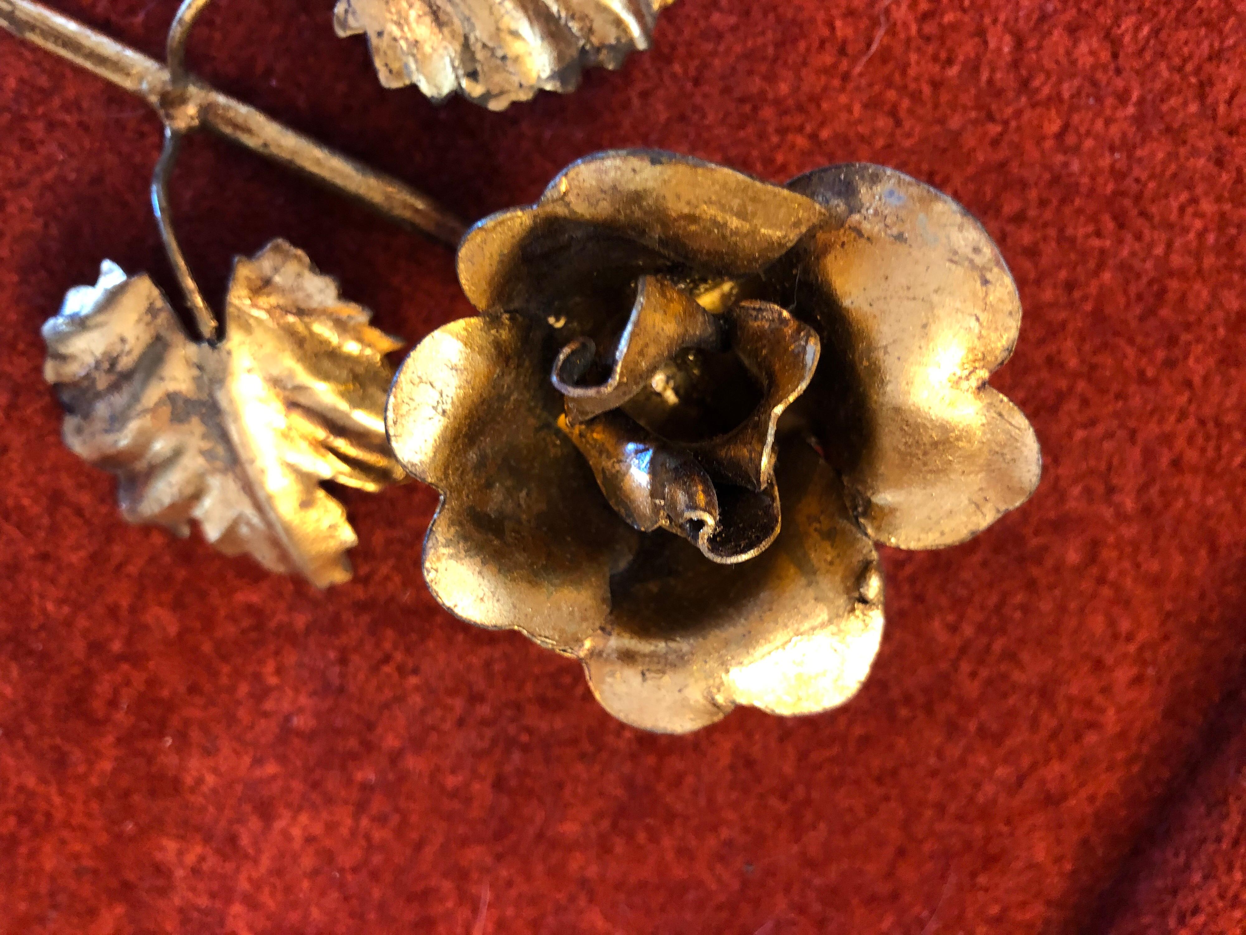 Mid-20th Century  Gilt Iron Hook in the shape of a Rose